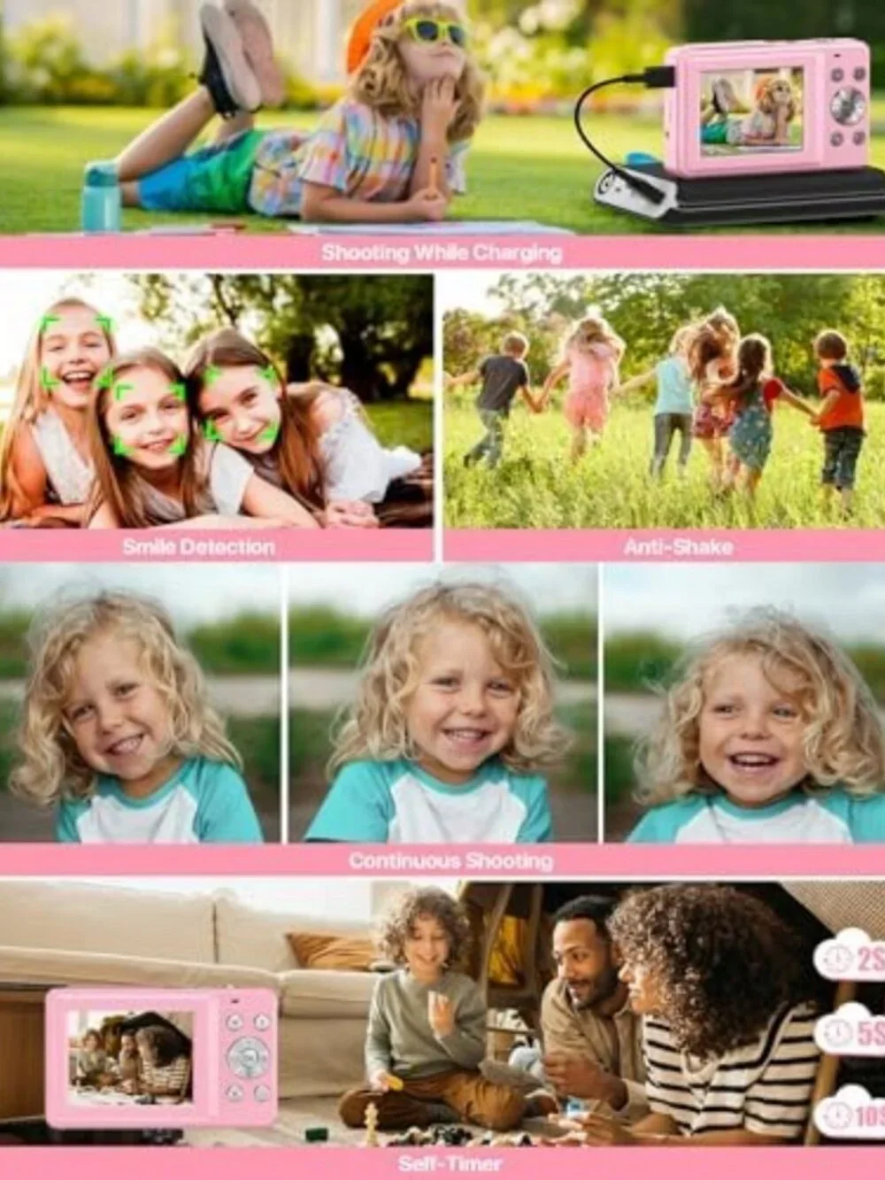 Compact 1080P Digital Camera for Teens & Kids - 16X Zoom, Anti-Shake, Portable